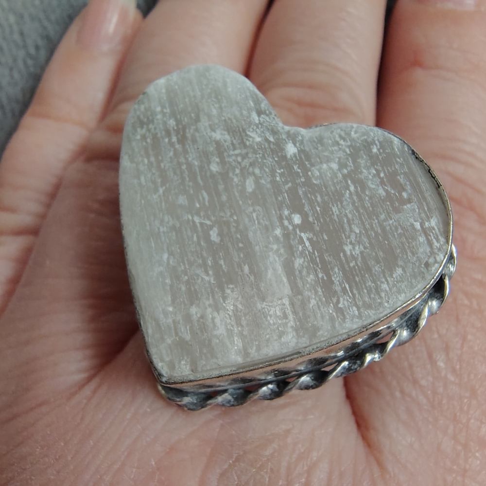 Heart Shaped Selenite Statement Ring